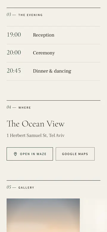 Example invitation in the Editorial design: Wedding